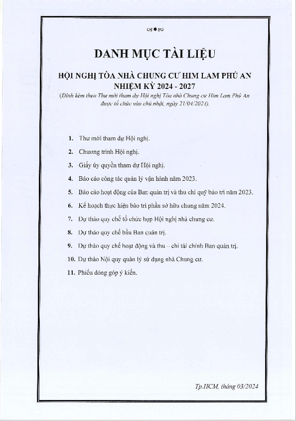 HỒ SƠ HỘI NGHỊ TÒA NHÀ CHUNG CƯ HIM LAM PHÚ AN NK 2024 -2027
